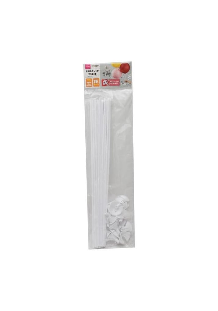 Daiso Balloon Stick Set - 15 Pcs, 42Cm (1.37Ft) - White - Image 1